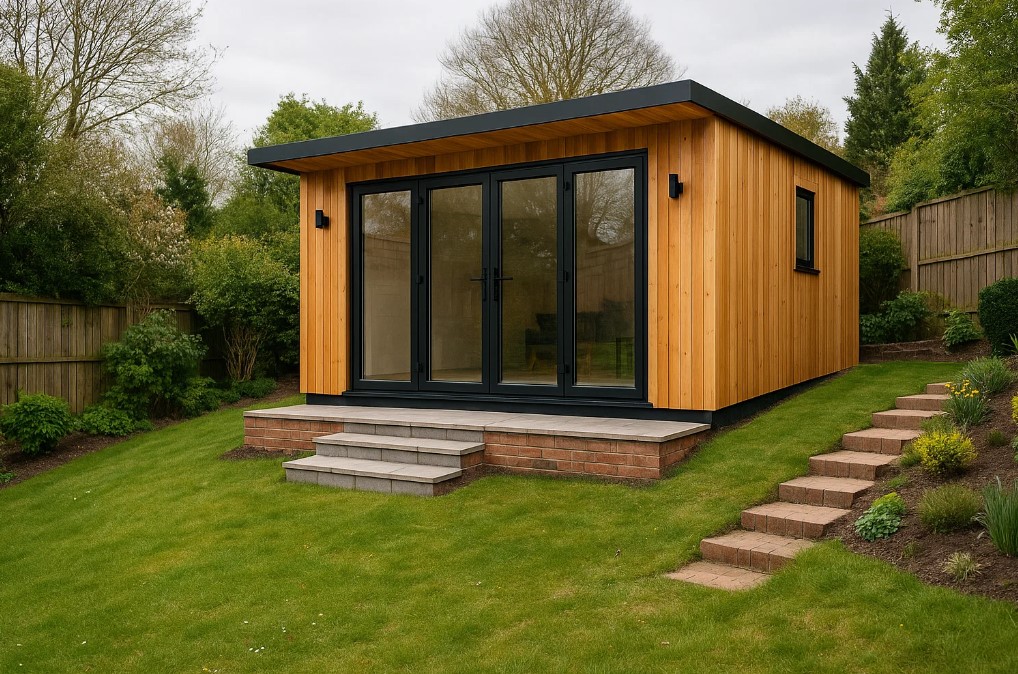 garden rooms on sloped surface